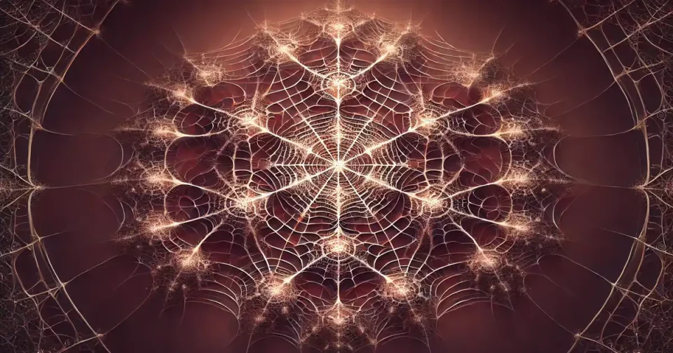 white hat seo link building fractal art spiders web illustrating the interconnectedness and trustworthiness of backlinks